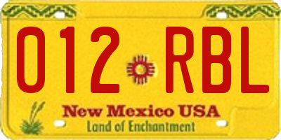NM license plate 012RBL
