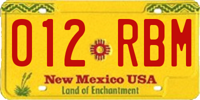 NM license plate 012RBM
