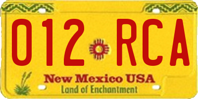 NM license plate 012RCA