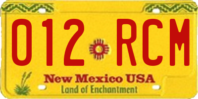 NM license plate 012RCM