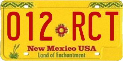 NM license plate 012RCT