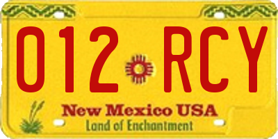 NM license plate 012RCY