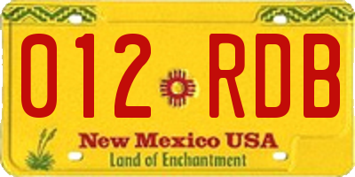 NM license plate 012RDB