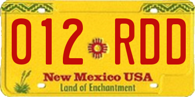 NM license plate 012RDD