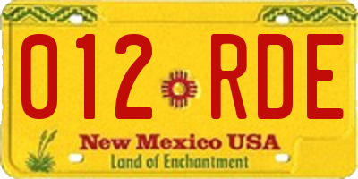 NM license plate 012RDE