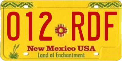 NM license plate 012RDF
