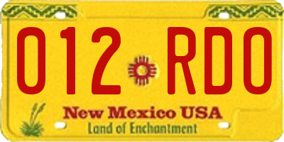 NM license plate 012RDO