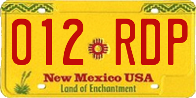 NM license plate 012RDP