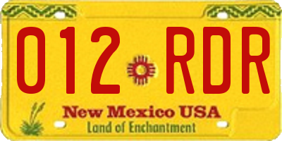 NM license plate 012RDR