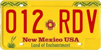 NM license plate 012RDV