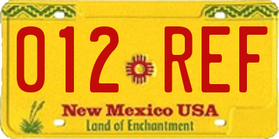 NM license plate 012REF