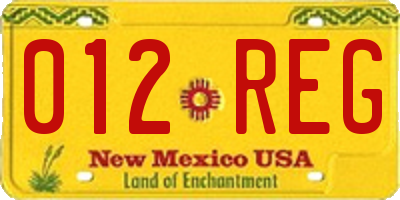 NM license plate 012REG