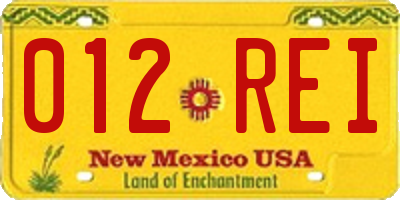 NM license plate 012REI