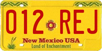 NM license plate 012REJ