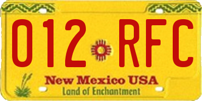 NM license plate 012RFC