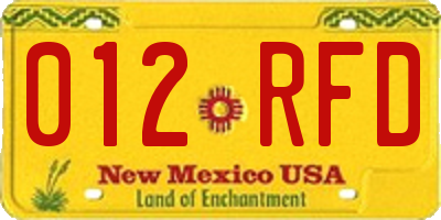 NM license plate 012RFD
