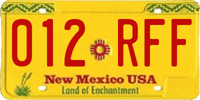 NM license plate 012RFF