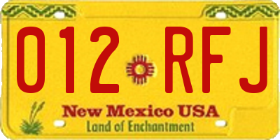 NM license plate 012RFJ