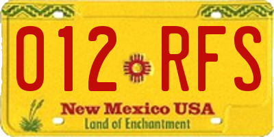 NM license plate 012RFS
