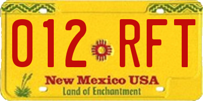 NM license plate 012RFT