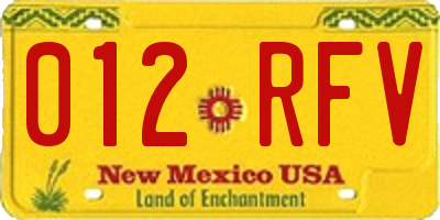 NM license plate 012RFV