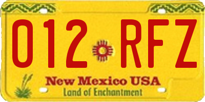 NM license plate 012RFZ