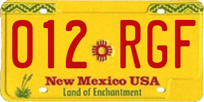 NM license plate 012RGF