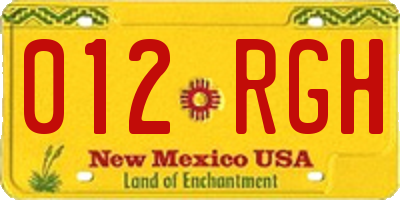 NM license plate 012RGH