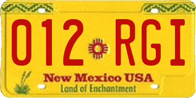 NM license plate 012RGI