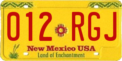 NM license plate 012RGJ