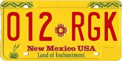 NM license plate 012RGK