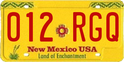NM license plate 012RGQ