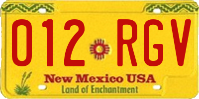 NM license plate 012RGV