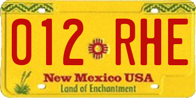 NM license plate 012RHE
