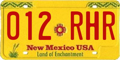 NM license plate 012RHR