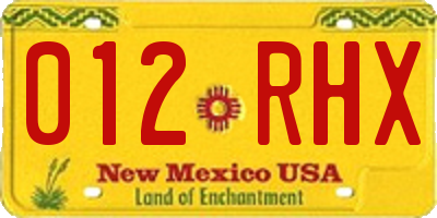 NM license plate 012RHX