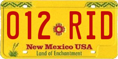 NM license plate 012RID