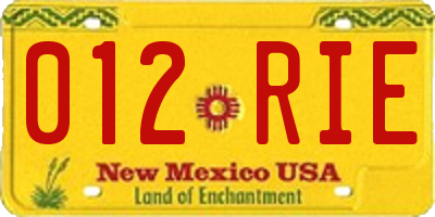 NM license plate 012RIE