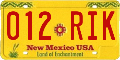 NM license plate 012RIK