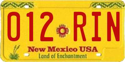 NM license plate 012RIN