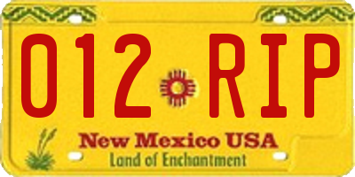 NM license plate 012RIP
