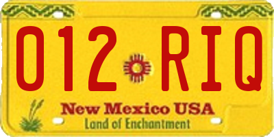 NM license plate 012RIQ