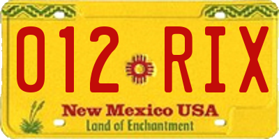 NM license plate 012RIX