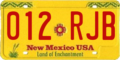 NM license plate 012RJB