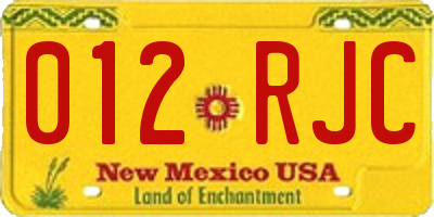NM license plate 012RJC
