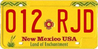 NM license plate 012RJD