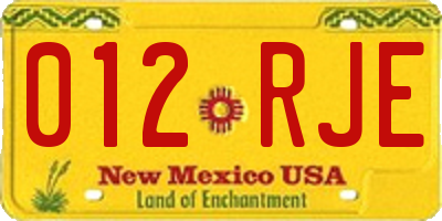 NM license plate 012RJE