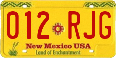 NM license plate 012RJG