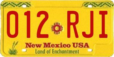 NM license plate 012RJI