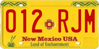 NM license plate 012RJM